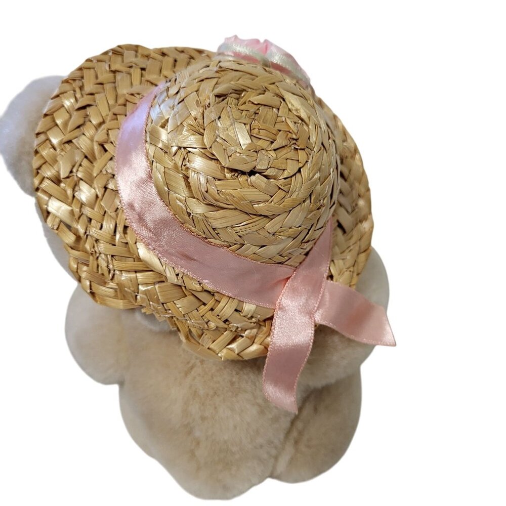 Vtg 1988 Dakin Limited Edition Rosemary Bear Plush W/ Floral Straw Hat & Ribbon - Picture 4 of 10